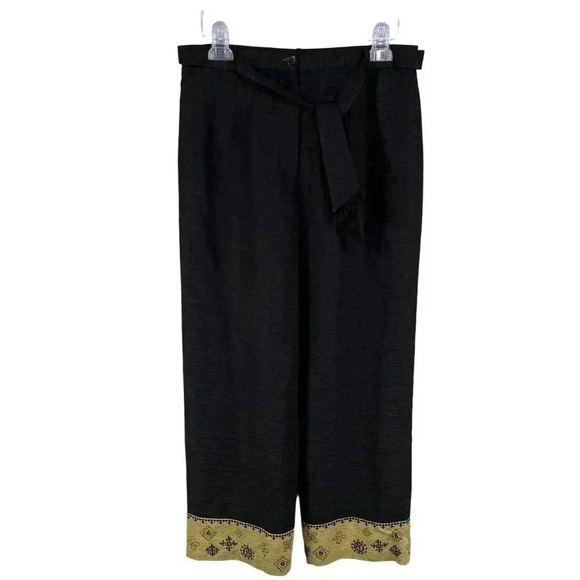 Due per Due Women 10 Bohemian 3 Piece Set 100% Silk Black Gold Embroidered Lined - Picture 5 of 16